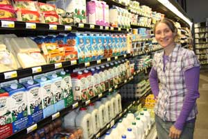 Angie Conjurske stocking dairy products